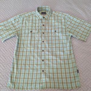 Patagonia Green Plaid Vented Outdoor Fishing Hiking Size S (0301)